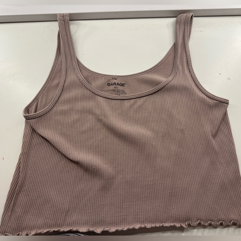 Garage Taupe Ribbed Knit Top